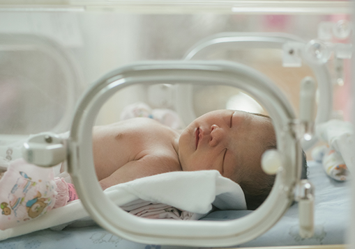 A sleeping baby in the NICU